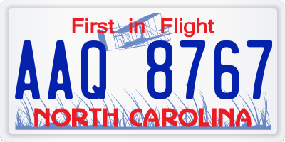 NC license plate AAQ8767