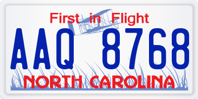 NC license plate AAQ8768