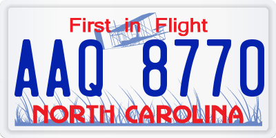 NC license plate AAQ8770