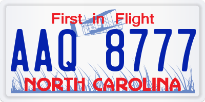 NC license plate AAQ8777