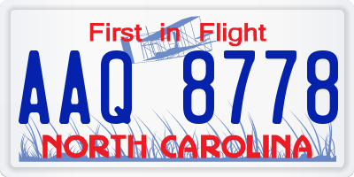NC license plate AAQ8778
