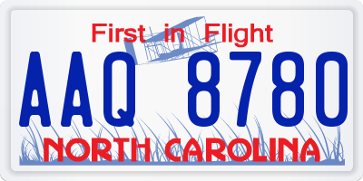 NC license plate AAQ8780