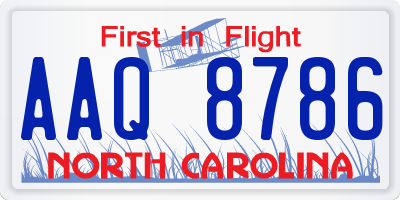 NC license plate AAQ8786