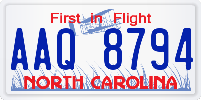 NC license plate AAQ8794