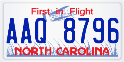 NC license plate AAQ8796