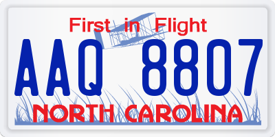 NC license plate AAQ8807