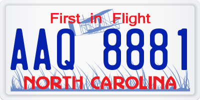 NC license plate AAQ8881