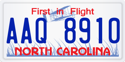 NC license plate AAQ8910