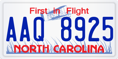 NC license plate AAQ8925