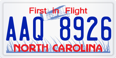 NC license plate AAQ8926
