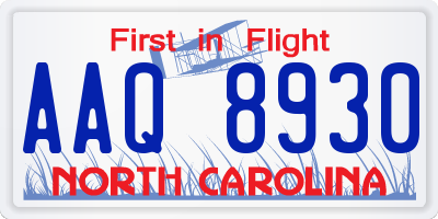 NC license plate AAQ8930
