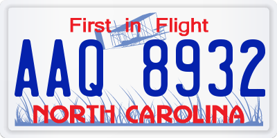 NC license plate AAQ8932