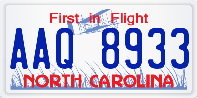 NC license plate AAQ8933