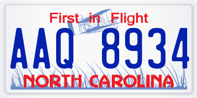 NC license plate AAQ8934