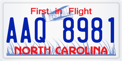 NC license plate AAQ8981