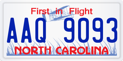 NC license plate AAQ9093
