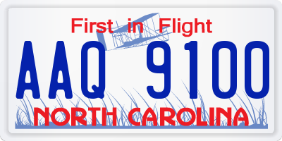 NC license plate AAQ9100