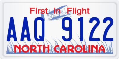 NC license plate AAQ9122
