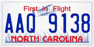 NC license plate AAQ9138