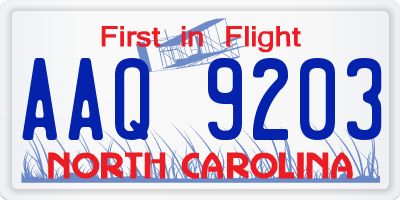 NC license plate AAQ9203