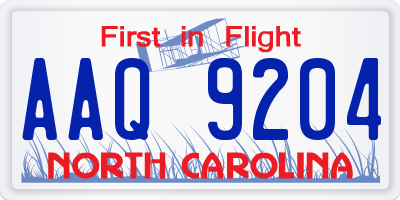 NC license plate AAQ9204