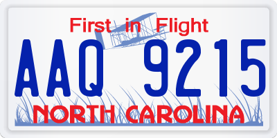 NC license plate AAQ9215