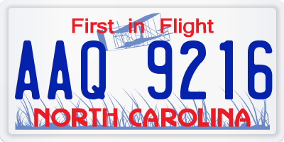 NC license plate AAQ9216