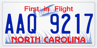 NC license plate AAQ9217
