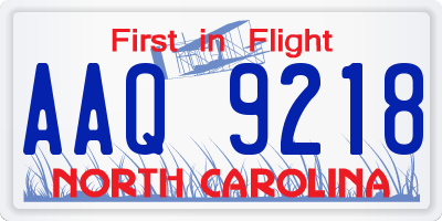 NC license plate AAQ9218