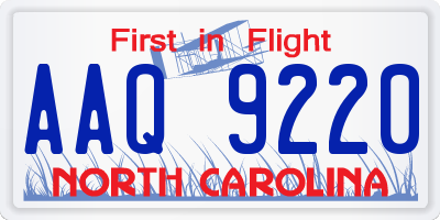 NC license plate AAQ9220
