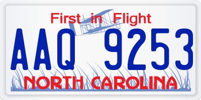 NC license plate AAQ9253