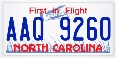 NC license plate AAQ9260