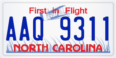 NC license plate AAQ9311