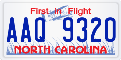 NC license plate AAQ9320