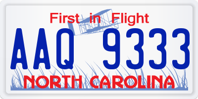 NC license plate AAQ9333