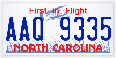 NC license plate AAQ9335