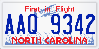 NC license plate AAQ9342