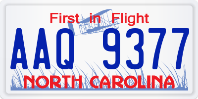 NC license plate AAQ9377