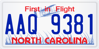 NC license plate AAQ9381