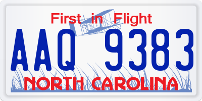 NC license plate AAQ9383