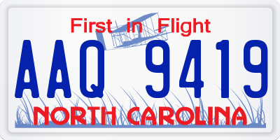 NC license plate AAQ9419