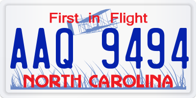 NC license plate AAQ9494