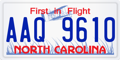 NC license plate AAQ9610
