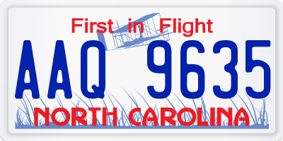 NC license plate AAQ9635