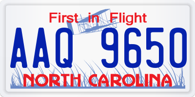 NC license plate AAQ9650