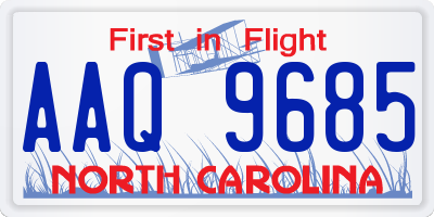 NC license plate AAQ9685
