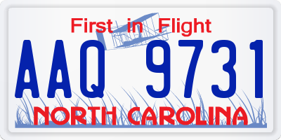 NC license plate AAQ9731