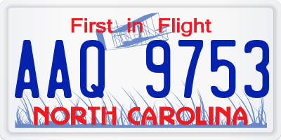 NC license plate AAQ9753