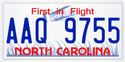 NC license plate AAQ9755