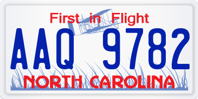 NC license plate AAQ9782